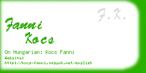 fanni kocs business card